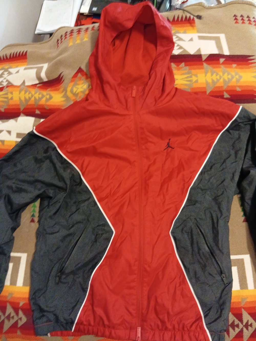 us s Jordan Red and Black Windbreaker Jacket